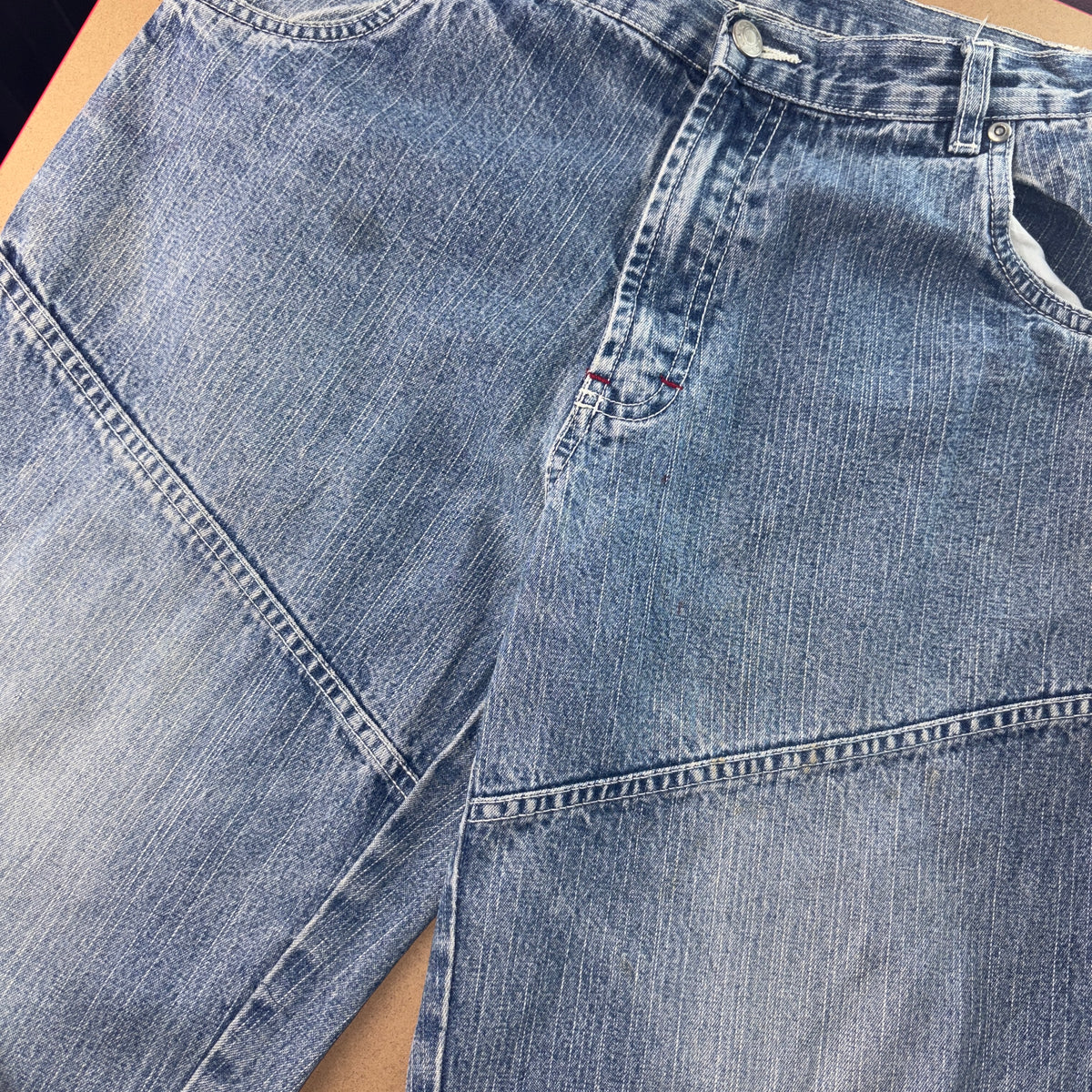 Embroidered Blue Territory Japanese Denim Hip Hop Y2K Baggy Jeans - 30S