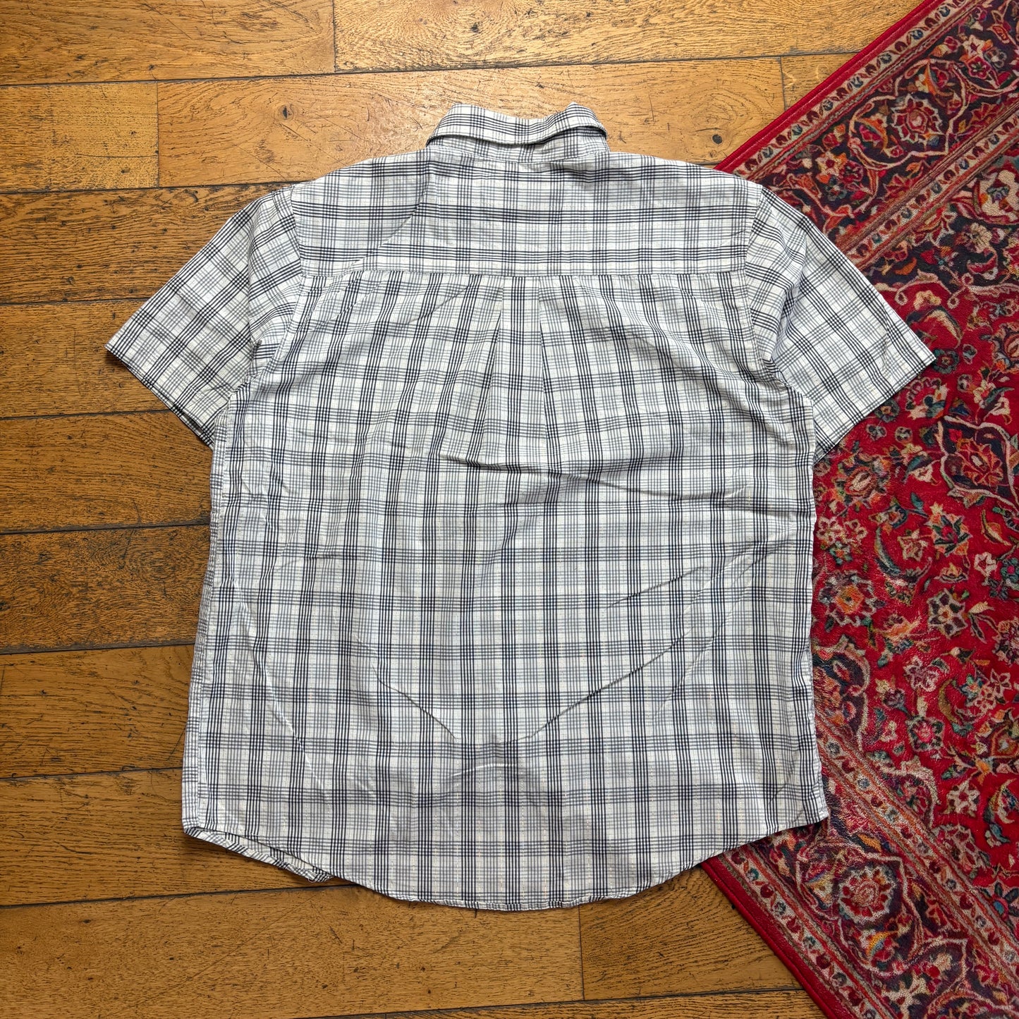 Vintage Avirex Grey White Short Sleeve Check Shirt - XL