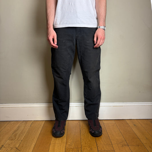 Vintage Carhartt Black Double Knee Workwear Carpenter Baggy Trousers - 34S