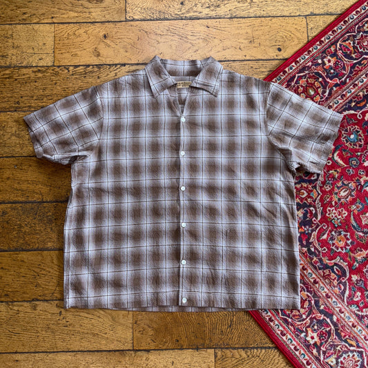 Older Best Boxy Cropped Brown Check Short Sleeve Shirt - M