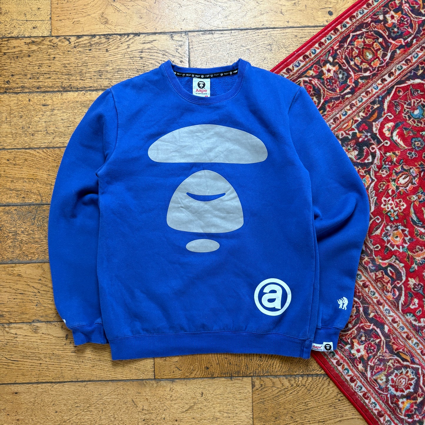Vintage Bape Bathing Ape Blue Aape Sweatshirt - XS