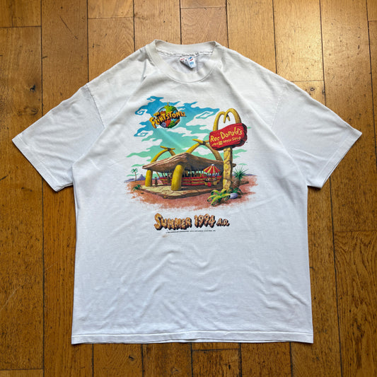 Vintage 1994 McDonalds Flintstones Single Stitch White Graphic T-Shirt - XL