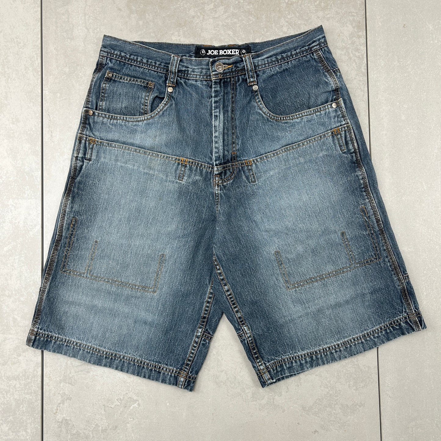 Vintage Embroidered Hip Hop Baggy Blue Shorts Jorts - 32