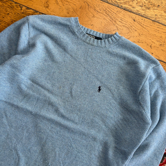 Vintage Ralph Lauren Blue Chunky Knit Jumper - S