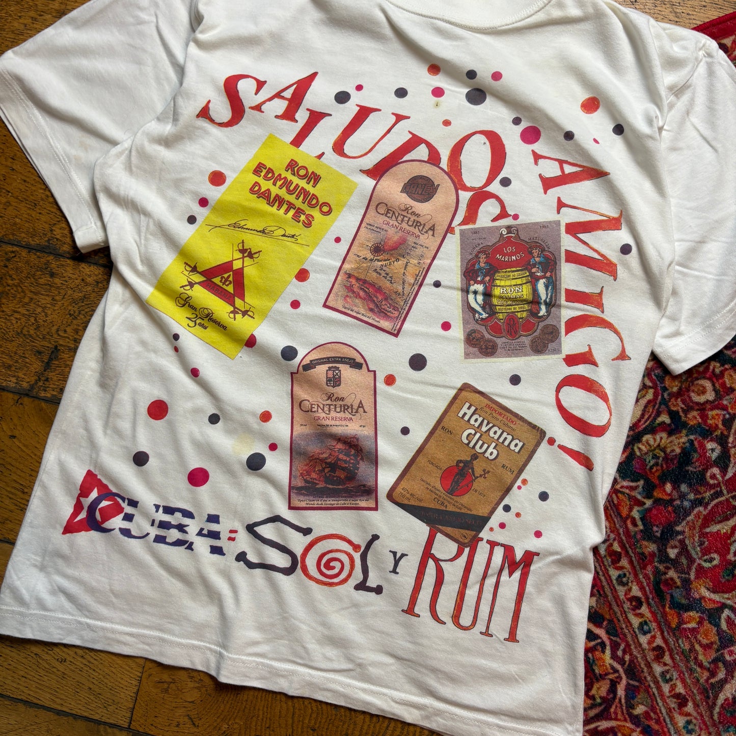 Vintage 90s Rum White Single Stitch Graphic T-Shirt - S