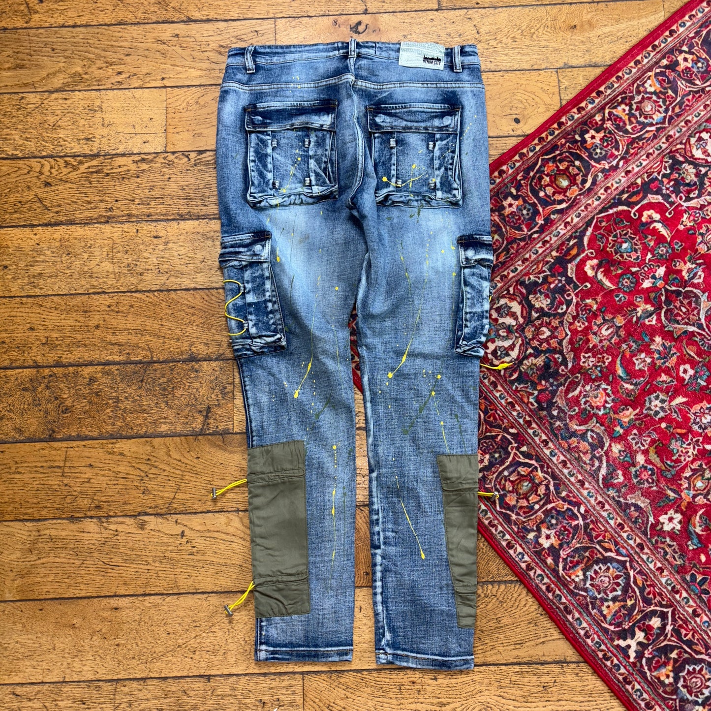 Vintage Blue Embroidered Y2K Hip Hop Skinny Jeans - 34R