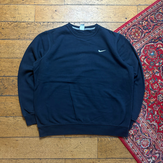 Vintage Nike Swoosh Dark Navy Embroidered Sweatshirt - XL