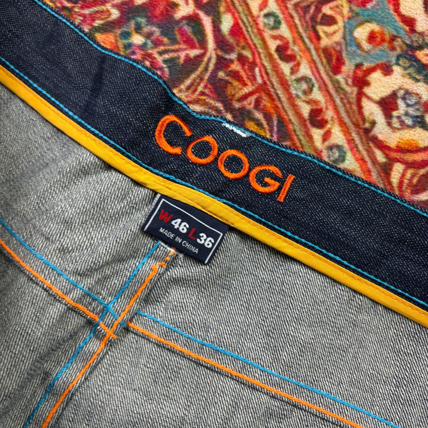 Vintage Coogi Blue Embroidered Y2K Hip Hop Baggy Jeans - 48