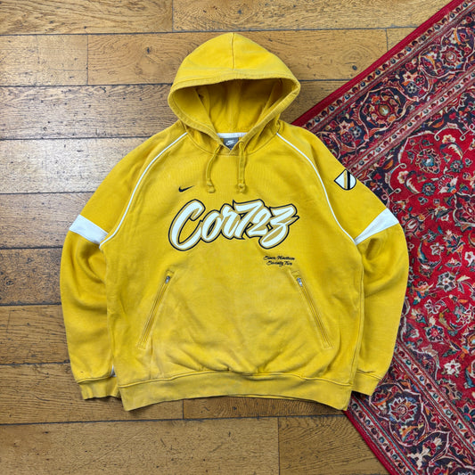 Vintage Nike Cortez Yellow Embroidered Hoodie Sweatshirt - M