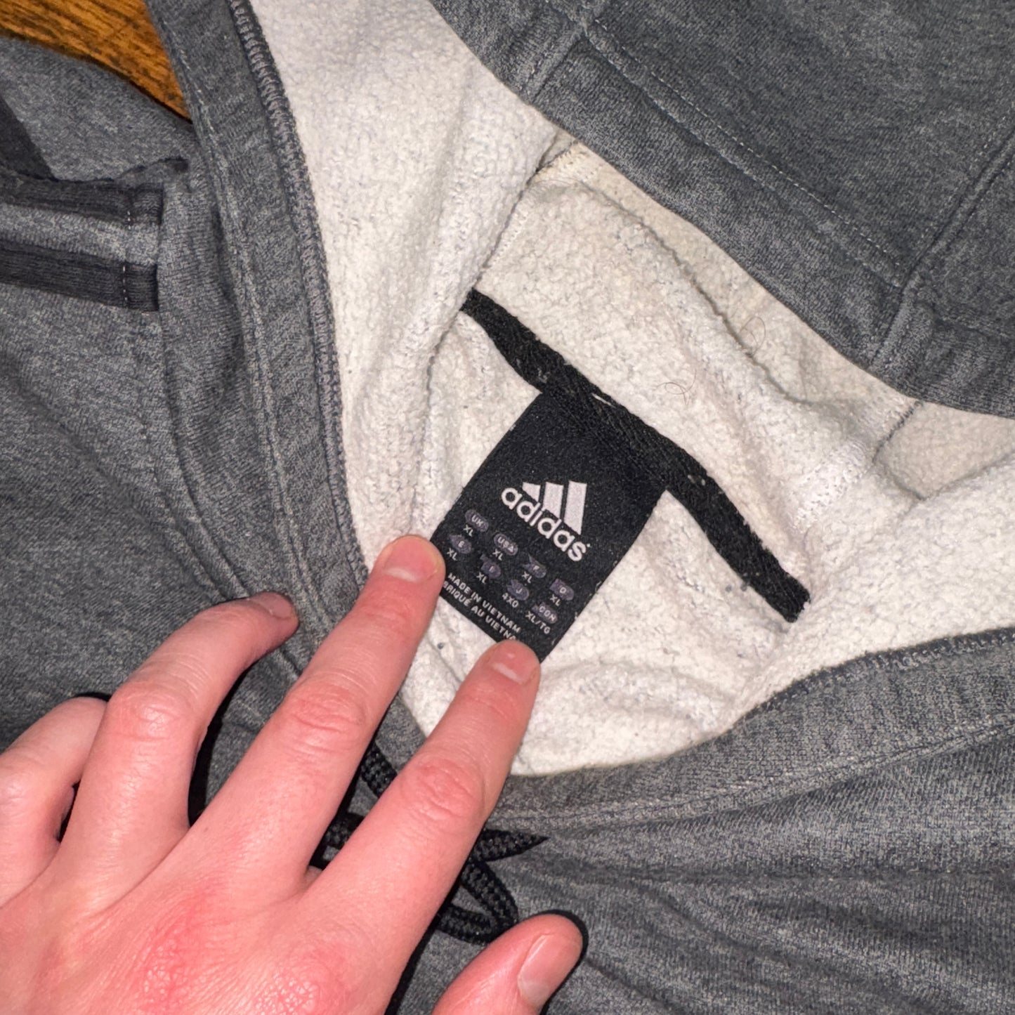 Vintage Adidas Grey Hoodie Embroidered Sweatshirt - XL