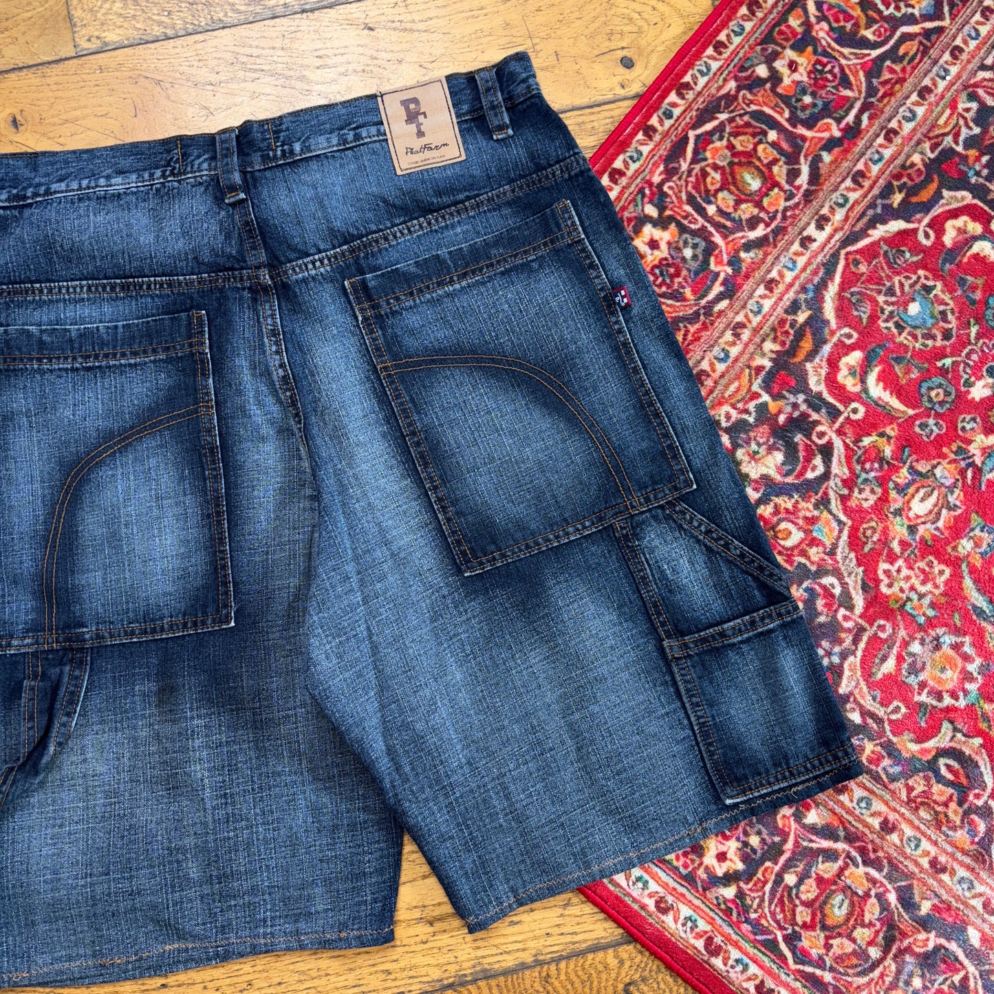 Vintage Phat Farm Blue Y2K Embroidered Hip Hop Baggy Shorts Jorts - 36