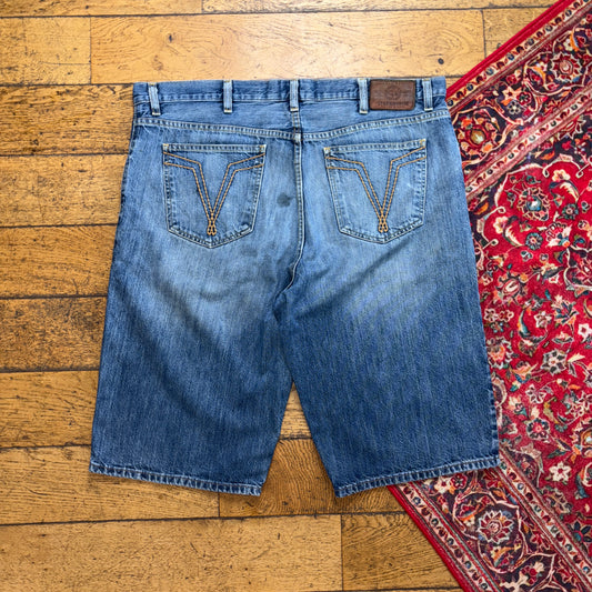 Vintage Ecko Unltd Blue Embroidered Y2K Hip Hop Baggy Jeans Shorts Jorts - 44