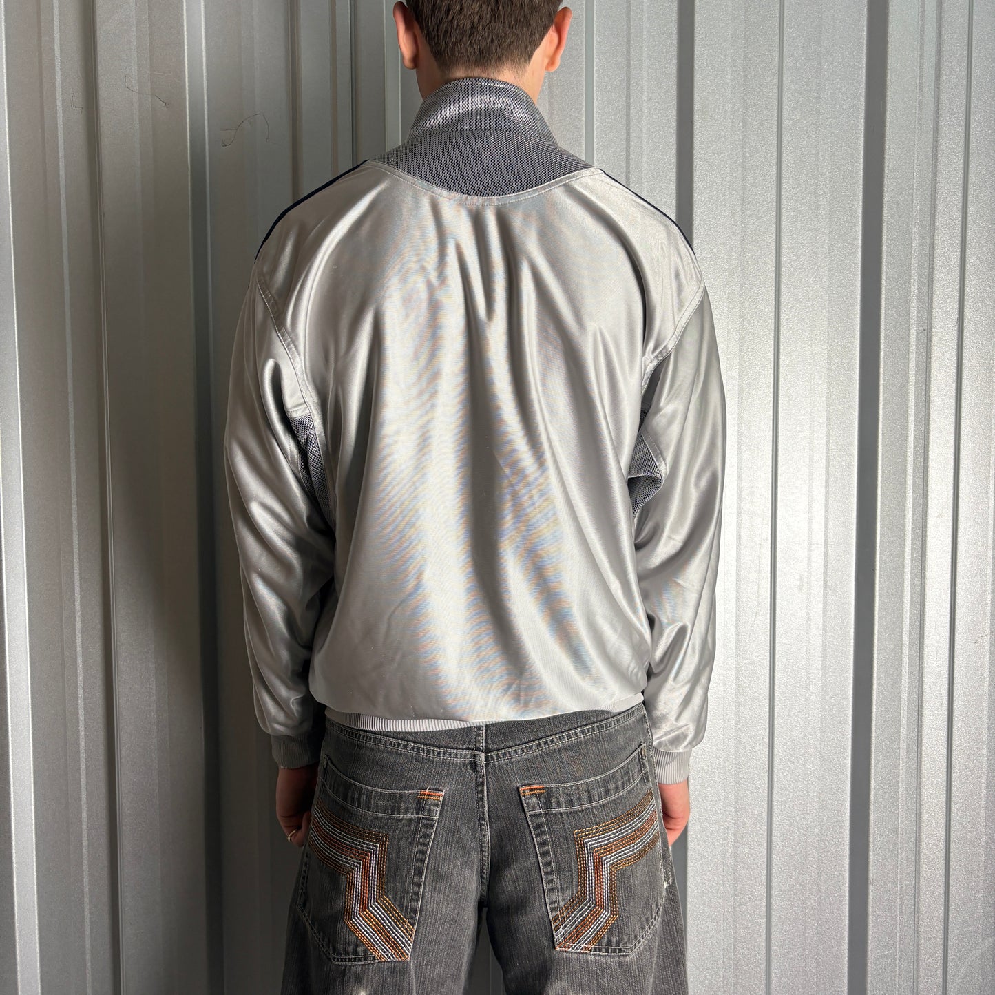 Vintage Adidas 90s Silver Grey Tracksuit Track Jacket - M