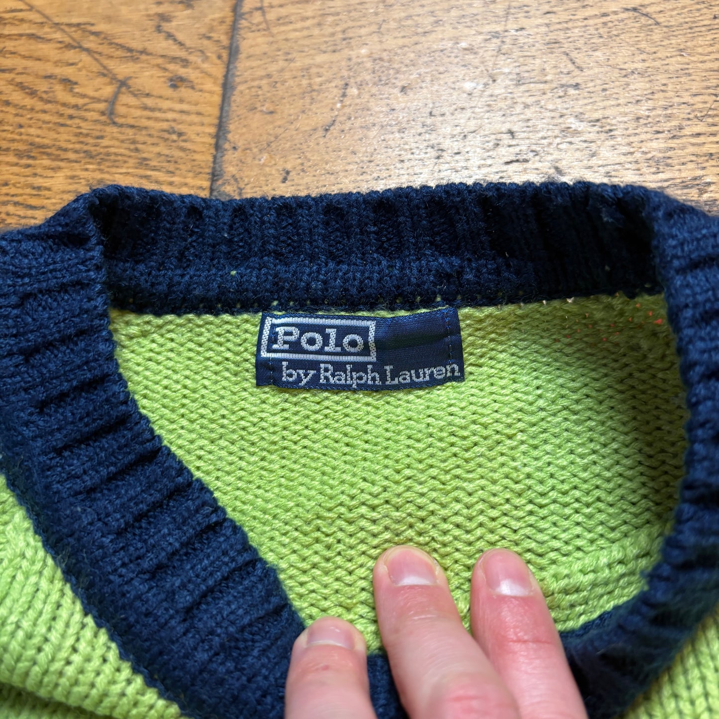 Vintage Ralph Lauren Green Navy Knit Jumper - M