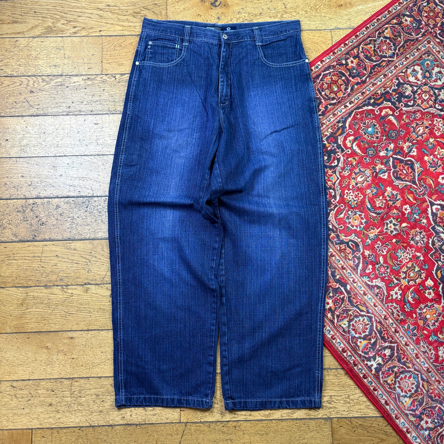 Vintage Southpole Blue Purple Embroidered Y2K Hip Hop Baggy Jeans - 38