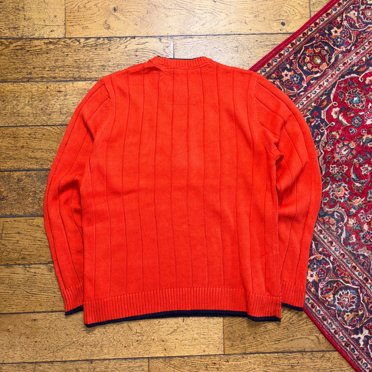 Vintage Nautica Orange Cable Embroidered Knit Jumper - M