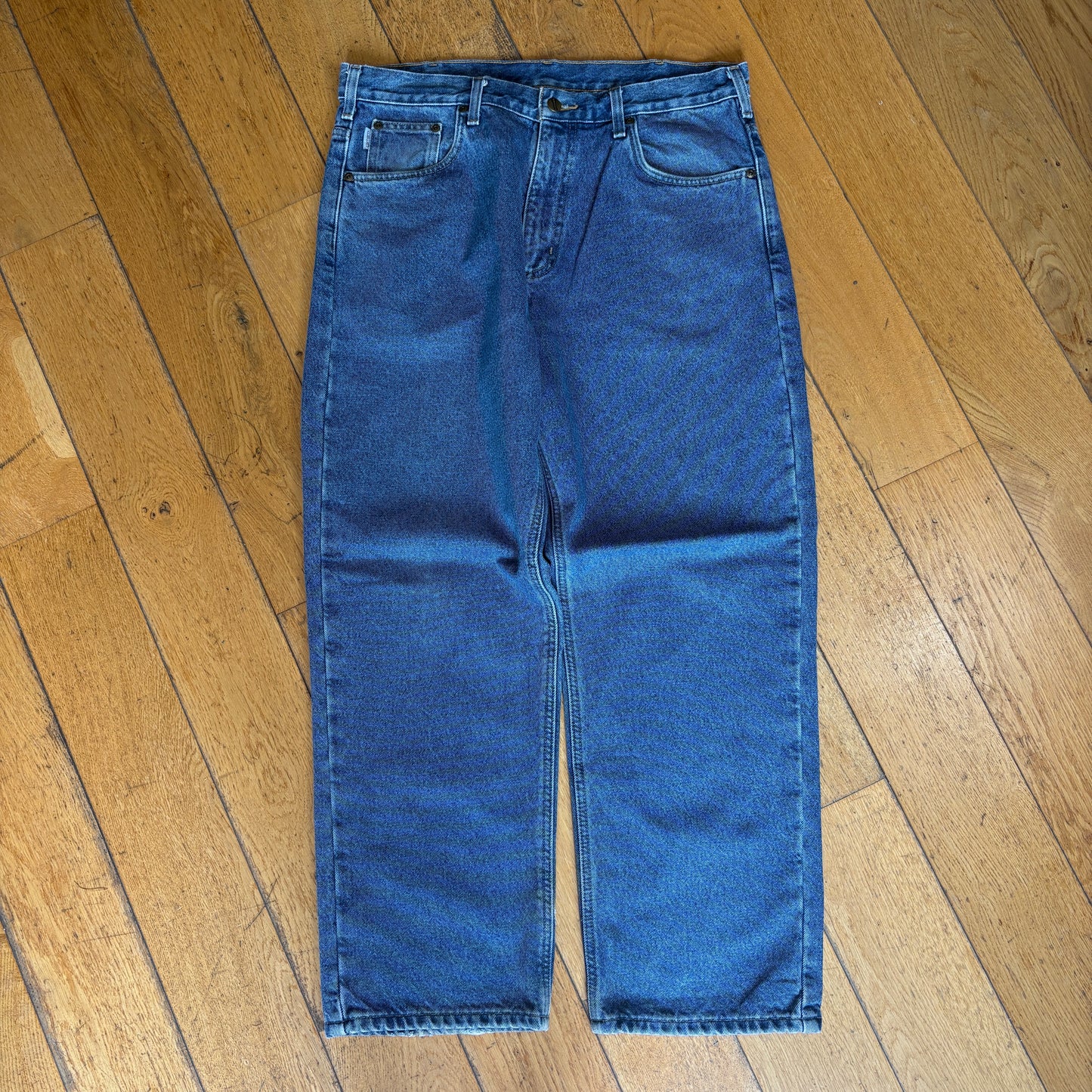 Vintage Carhartt Blue Blanket Lined Workwear Carpenter Baggy Jeans - 36