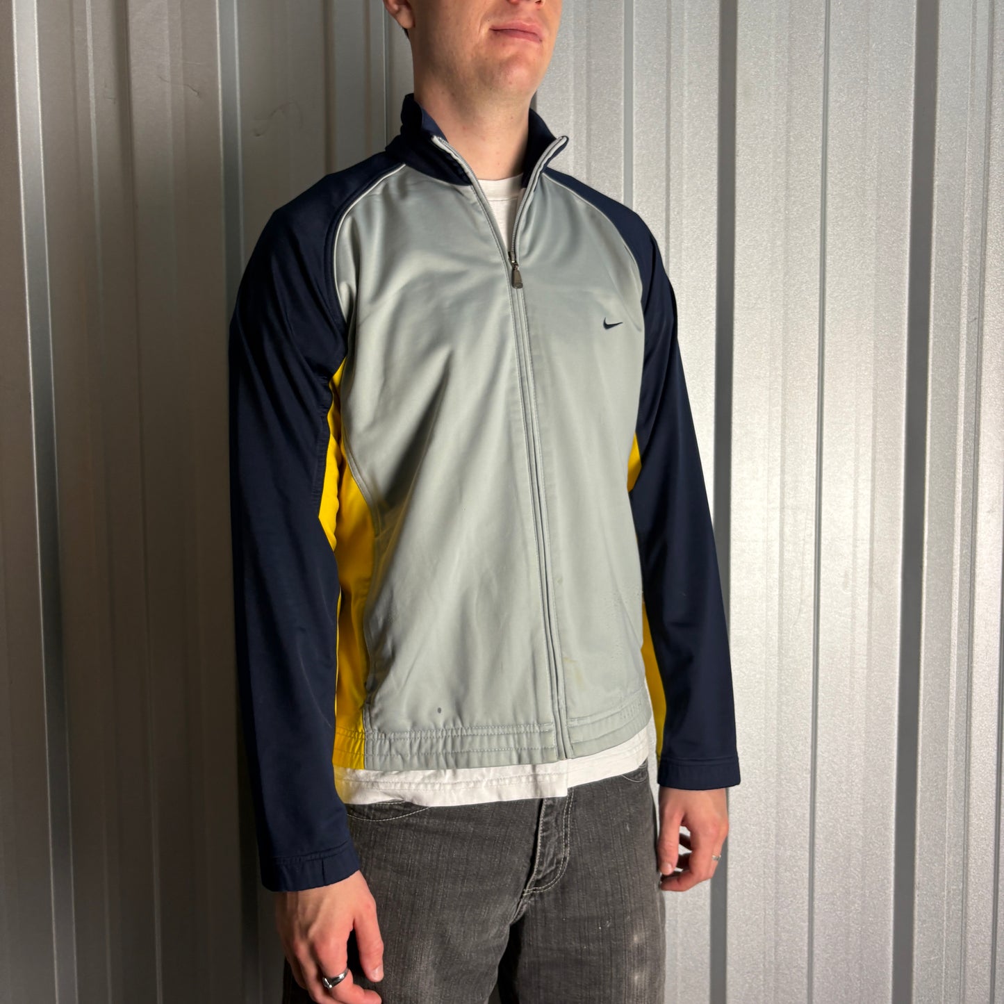 Vintage Nike Grey Navy 00s Y2K Tracksuit Track Jacket - M