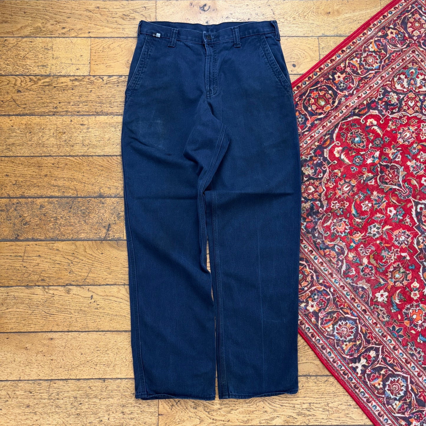 Vintage Carhartt Navy Workwear Carpenter Baggy Trousers - 33L