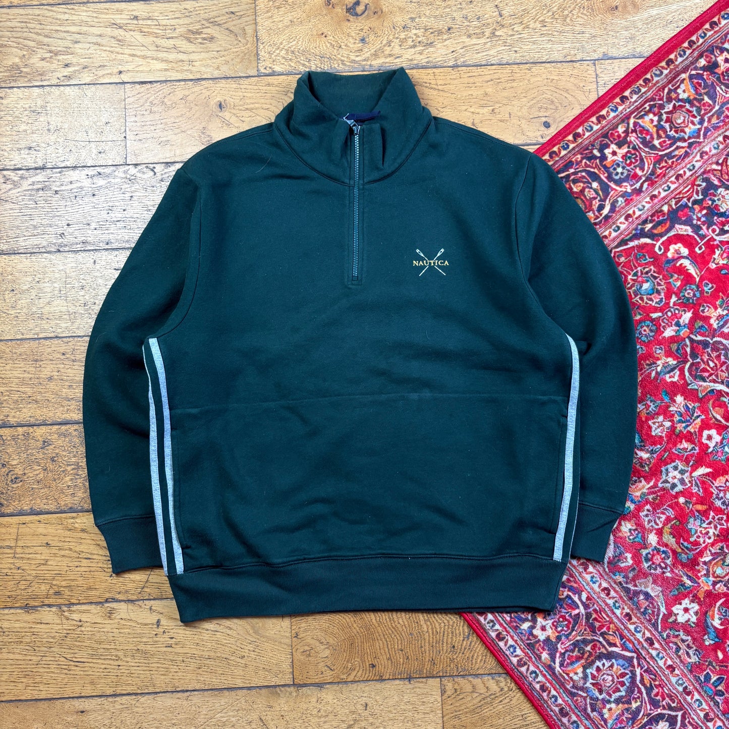 Vintage Nautica Green Embroidered Quarter Zip Sweatshirt - XL