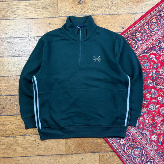 Vintage Nautica Green Embroidered Quarter Zip Sweatshirt - XL