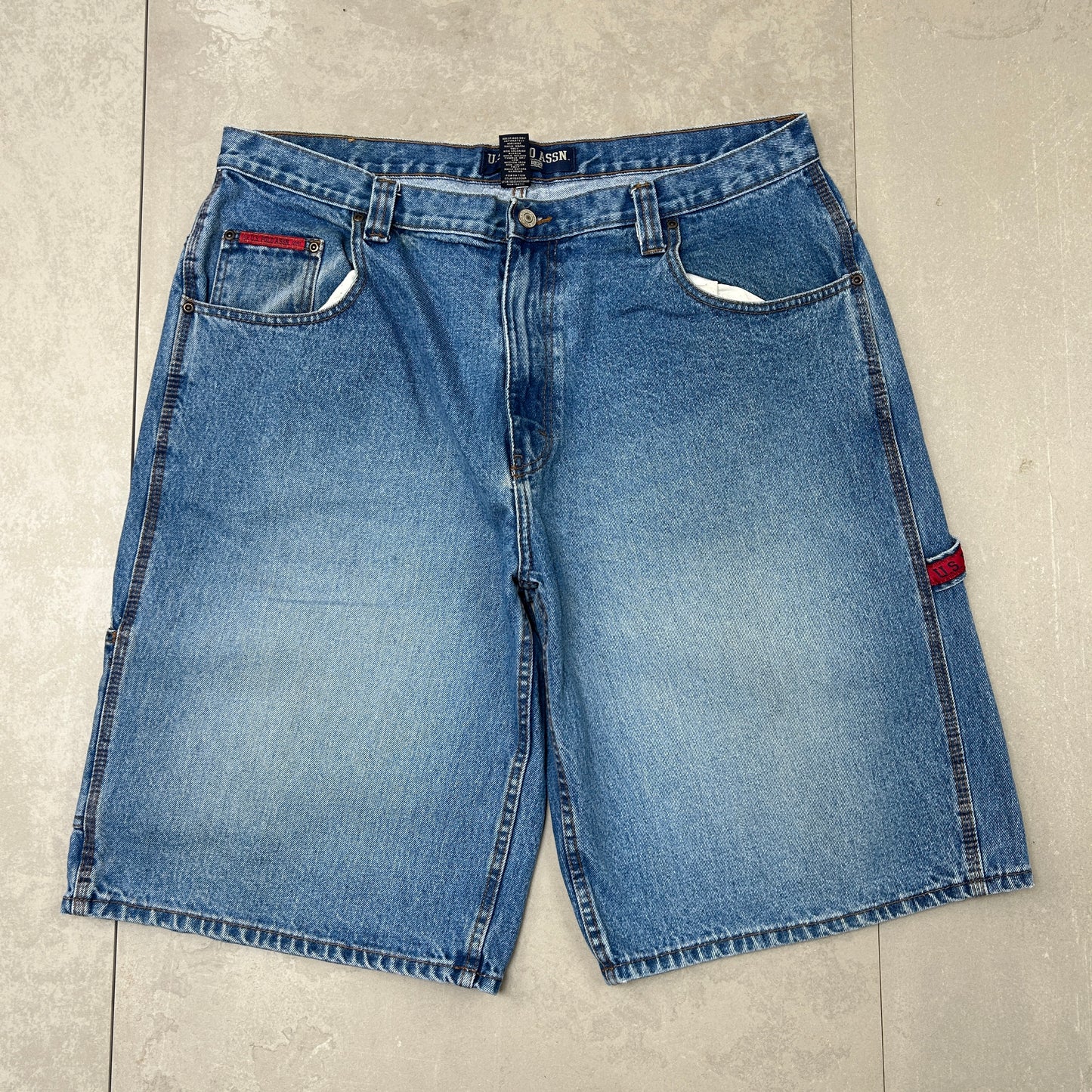 Vintage US Polo ASSN Embroidered Hip Hop Baggy Blue Shorts Jorts - 40