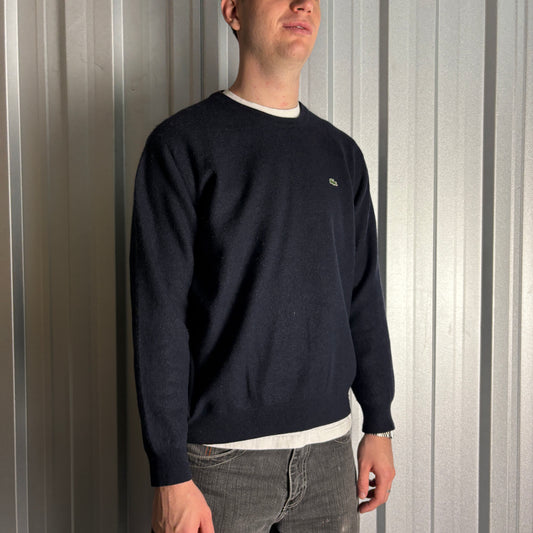 Vintage Lacoste Navy Wool Blend Crewneck Knit Jumper - L