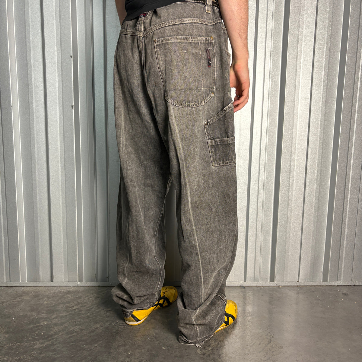 Willies ESCO Grey Embroidered Japanese Denim Hip Hop Y2K Baggy Jeans - 38L