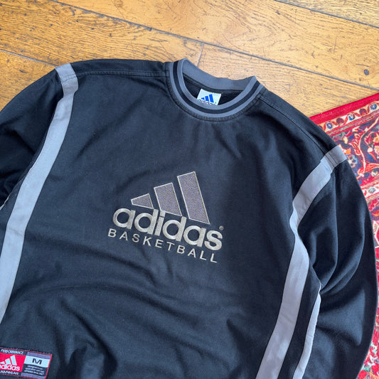 Vintage 90s Adidas Basketball Black Embroidered Sweatshirt - M
