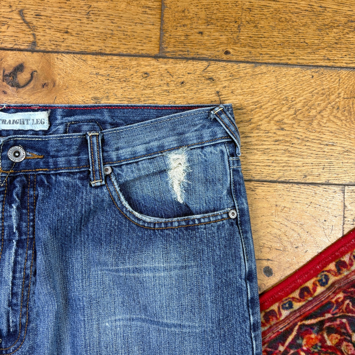 Vintage Paco Blue Embroidered Y2K Hip Hop Baggy Jeans - 38