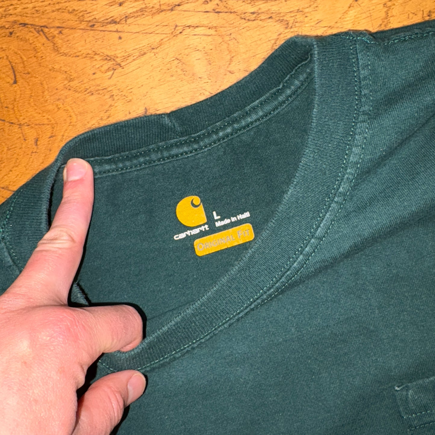 Vintage Carhartt Long Sleeve Green Workwear T-Shirt - XL