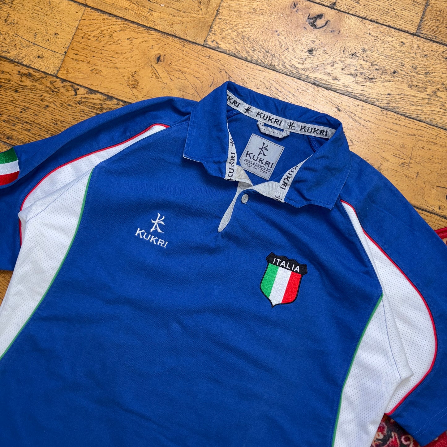 Vintage Kukri Italy Blue Rugby Polo Shirt - M