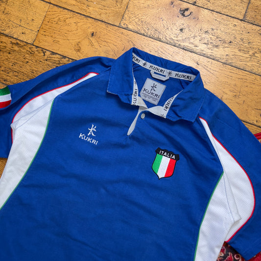 Vintage Kukri Italy Blue Rugby Polo Shirt - M
