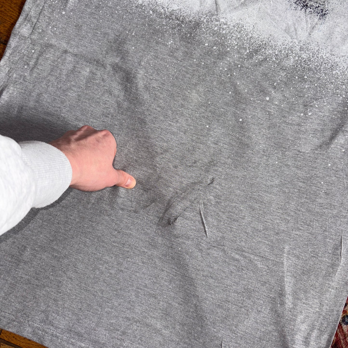 Vintage Stussy Grey Paint Graphic T-Shirt - M