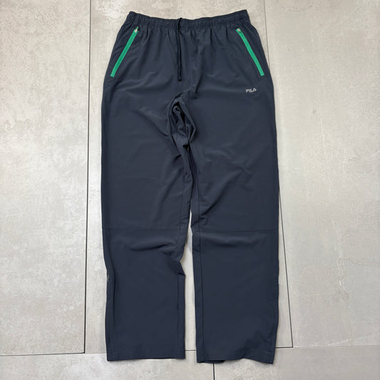 Vintage Fila Black Baggy Tracksuit Sweatpants Track Pants Bottoms - L
