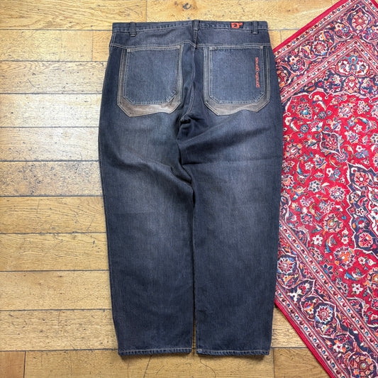 Vintage Washed Black Embroidered Y2K Hip Hop Baggy Jeans - 44