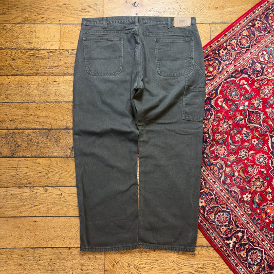 Vintage Green Khaki Blanket Lined Workwear Baggy Jeans - 42S