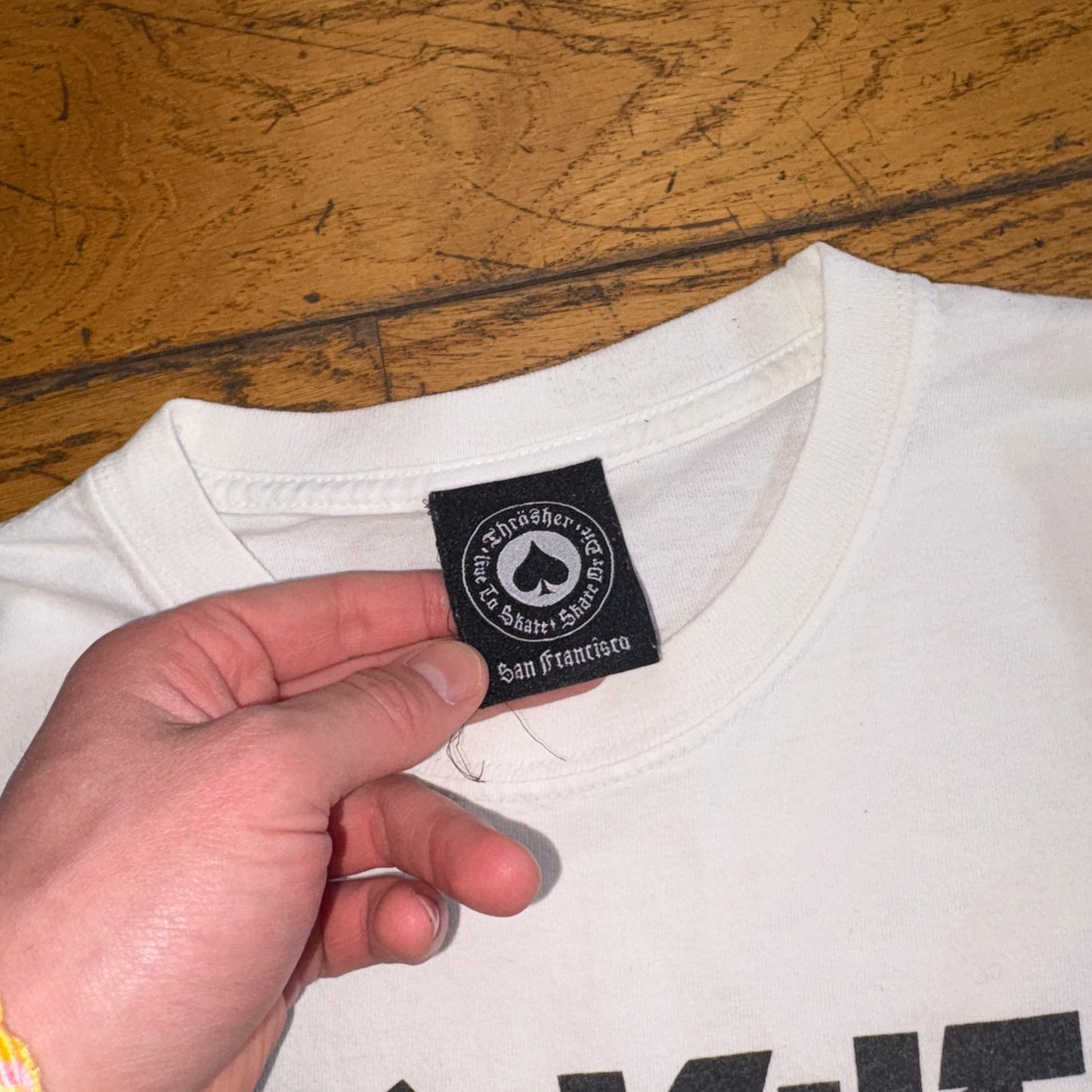 Vintage Thrasher White Skate Graphic T-Shirt - S