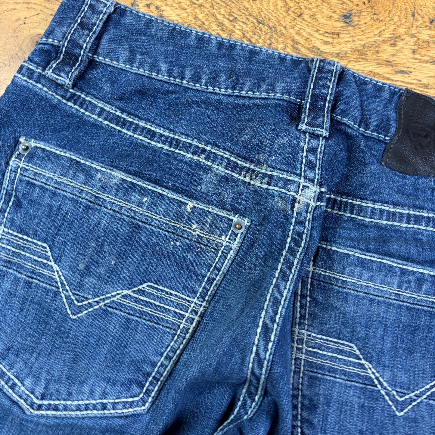 Vintage Rock and Roll Blue Embroidered Y2K Hip Hop Baggy Jeans - 32