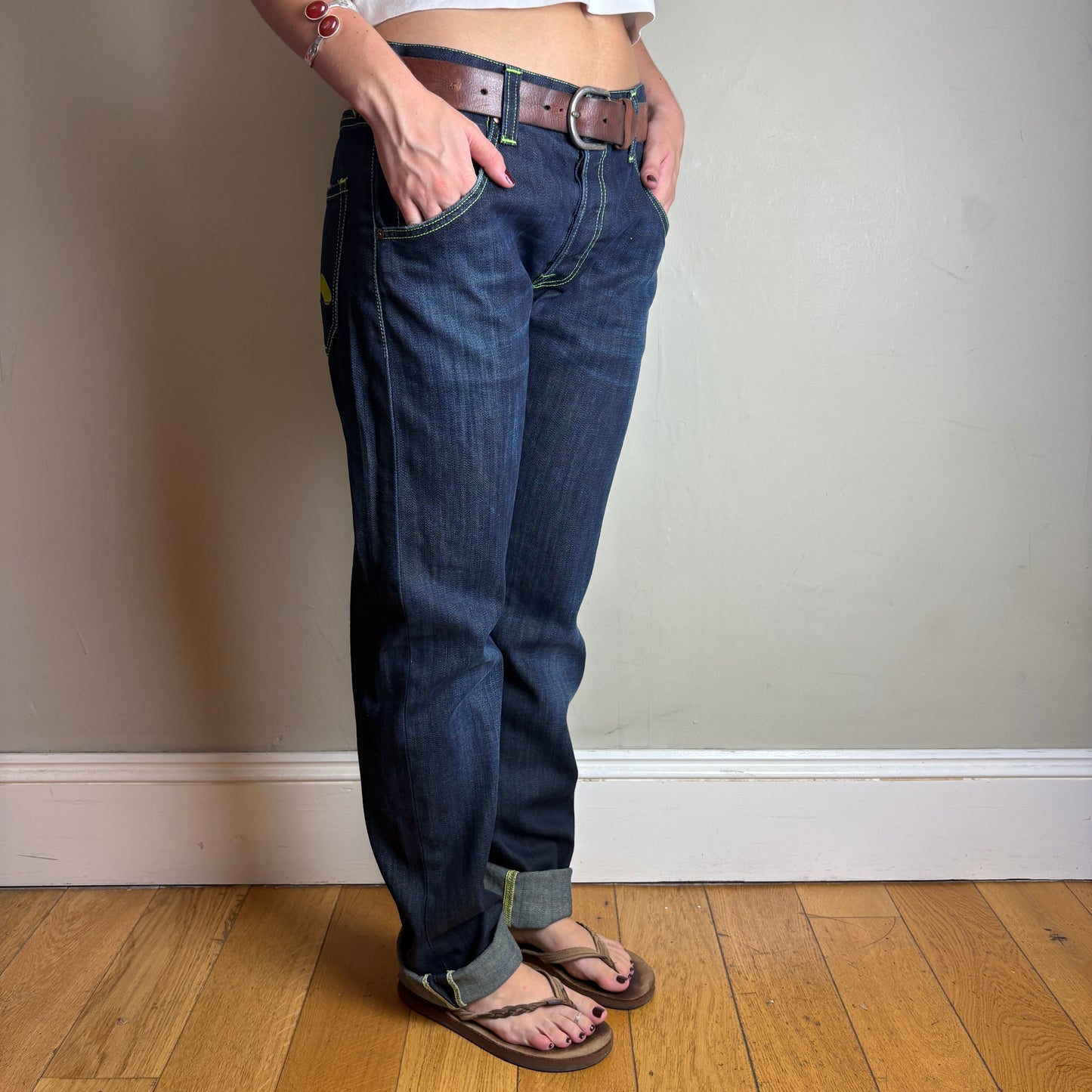 Vintage Evisu Blue Japanese Denim Y2K Hip Hop Womens Jeans - 34L