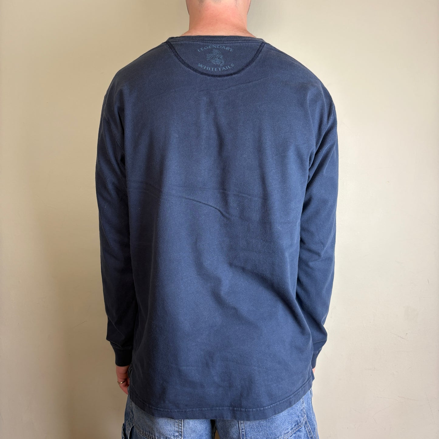 Vintage Legendary Longhorn Skull Navy Long Sleeve Graphic T-Shirt - L