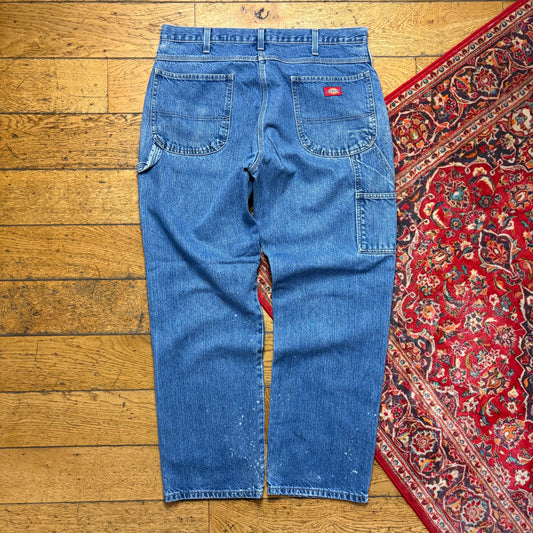 Vintage Dickies Workwear Carpenter Baggy Blue Jeans - 36L