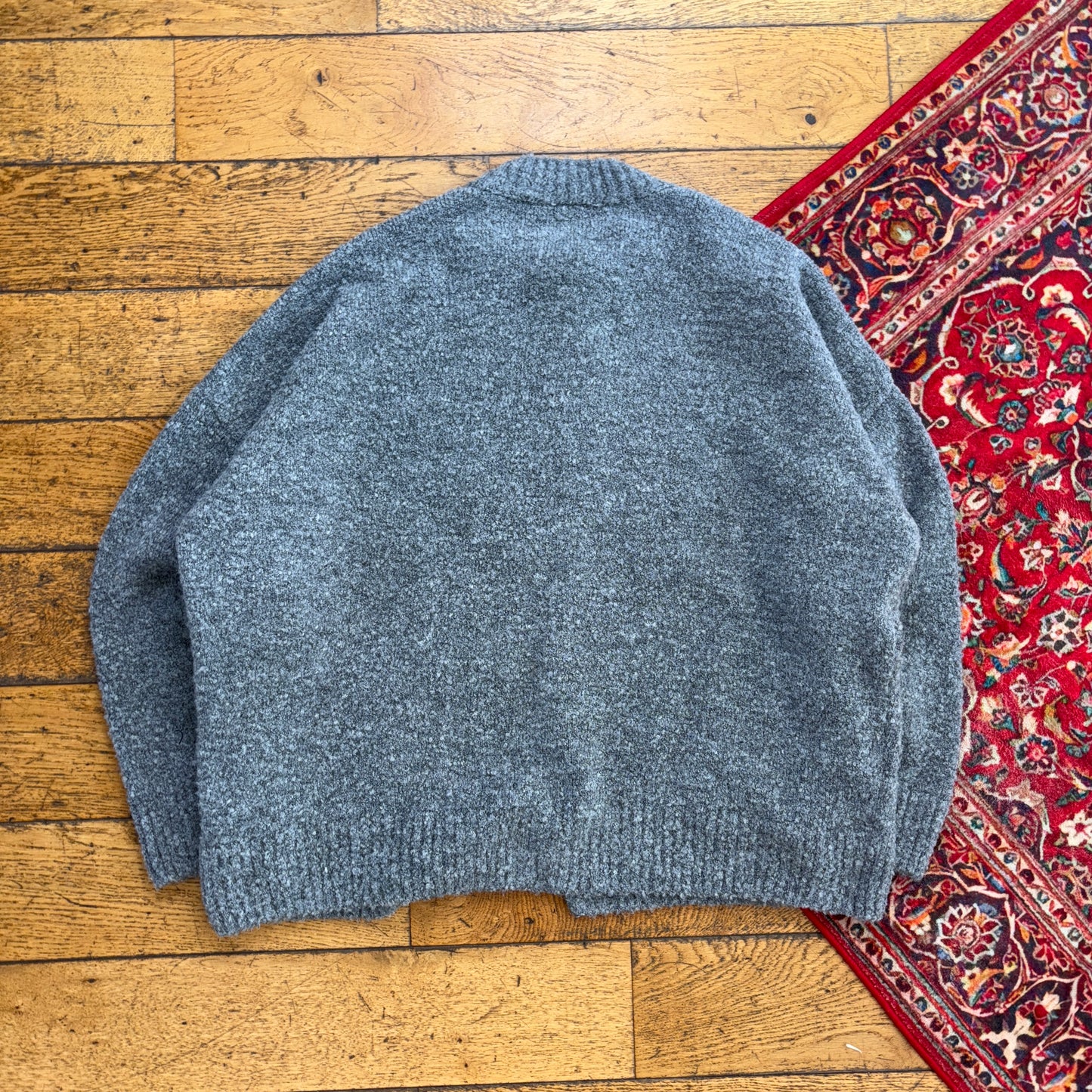 ASOS Design Grey Cardigan Boxy Chunky Knit Jumper - L