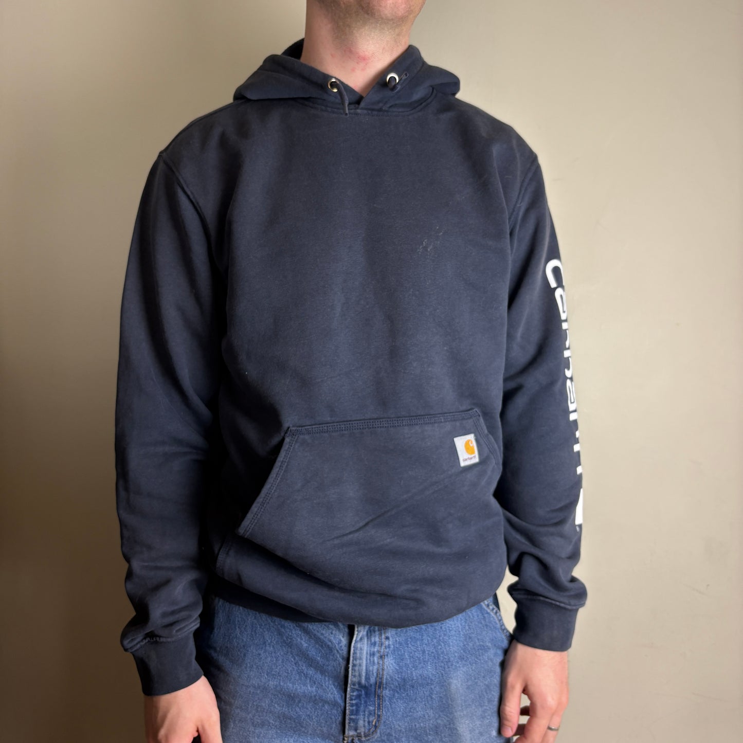 Vintage Carhartt Navy Hoodie Sweatshirt - M