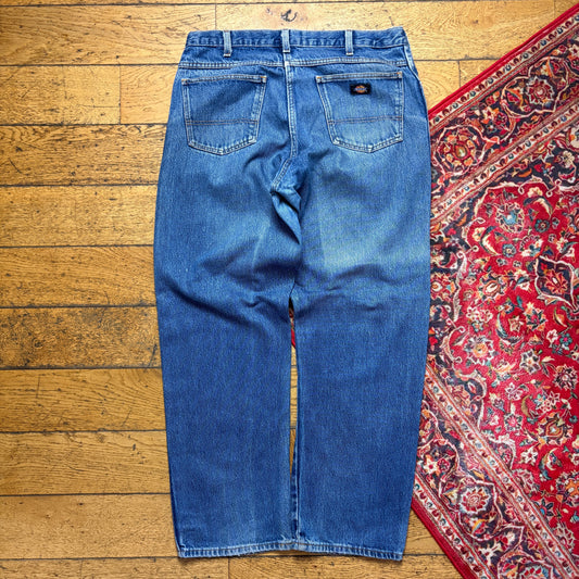 Vintage Dickies Workwear Carpenter Baggy Blue Jeans - 38L