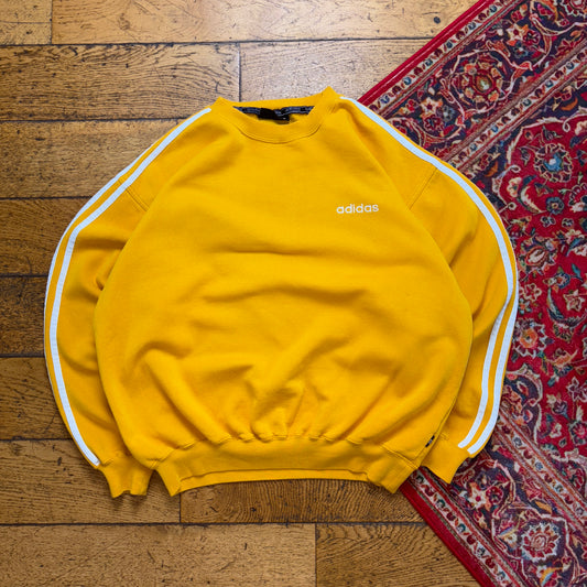 Vintage 90s Adidas Yellow Embroidered Sweatshirt - M