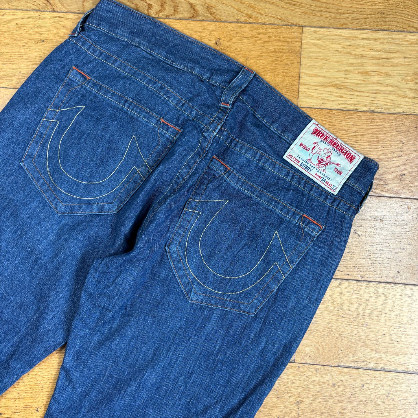 Vintage True Religion Blue Embroidered Y2K Shorts Jorts - 38