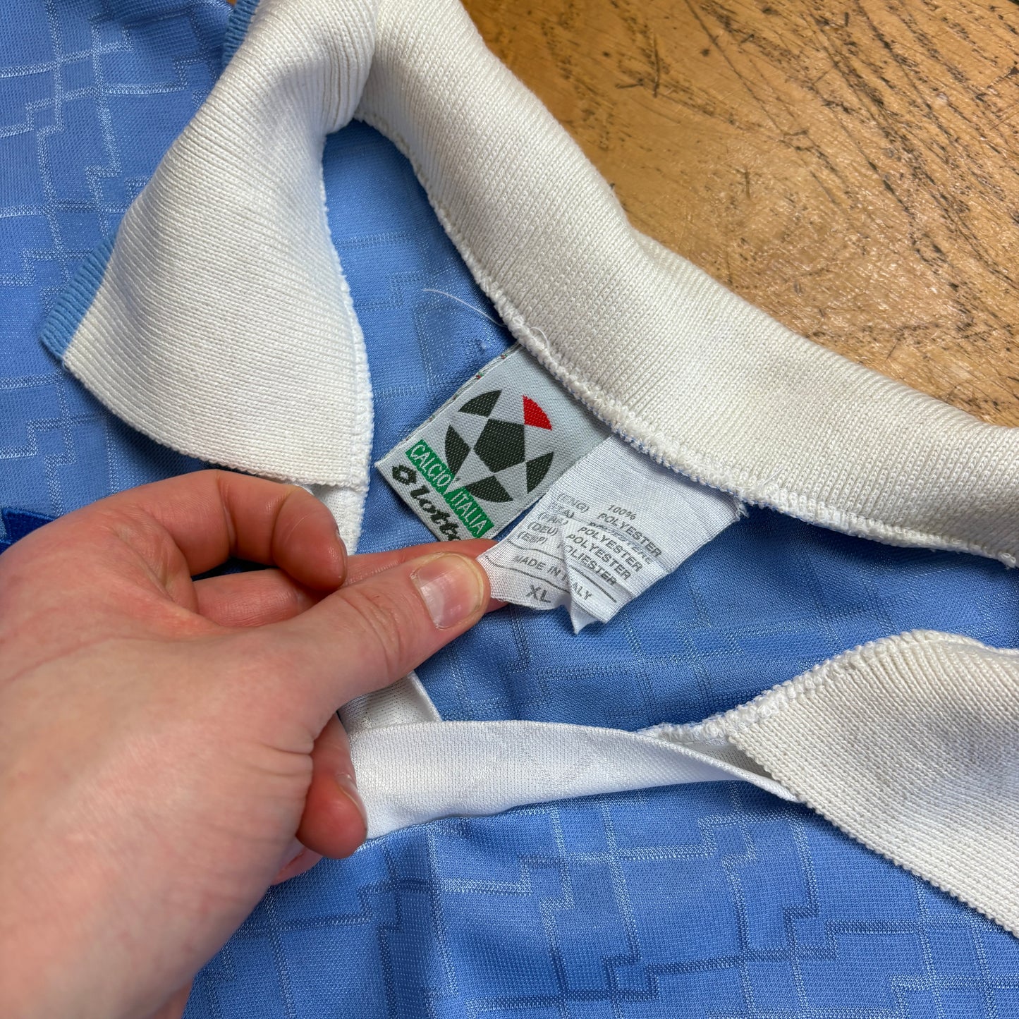 Vintage Lotto Football Blue Polo Shirt - M
