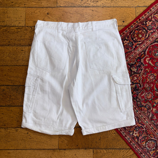 Vintage Rocawear Embroidered White Cargo Hip Hop Baggy Shorts Jorts - 38
