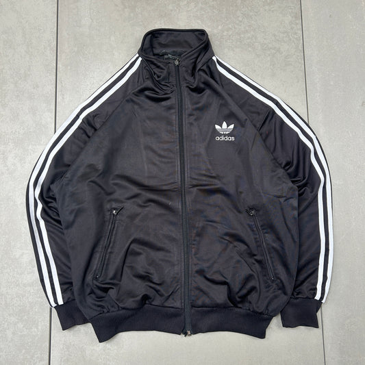 Vintage 80s Adidas Black Tracksuit Track Shell Windbreaker Jacket - L